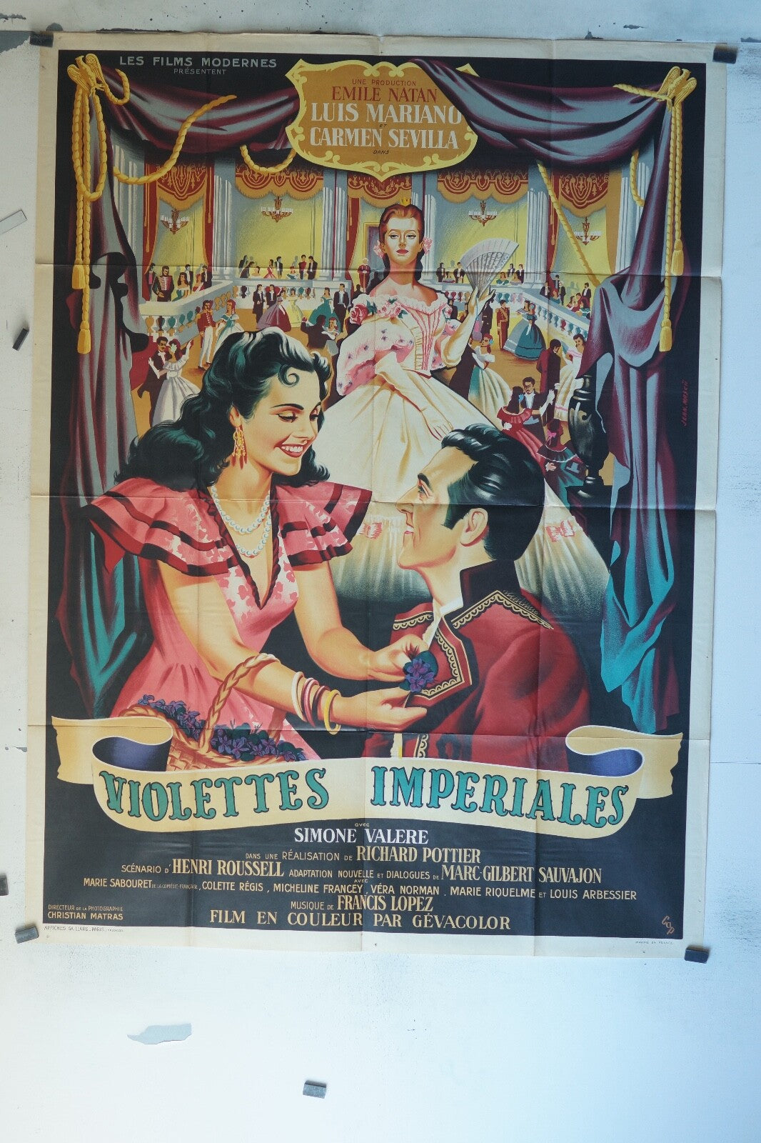 VIOLETTES IMPRÉRIALES (1954) ORIGINAL MOVIE POSTER 120x160 EMILE NATAN -LOUIS