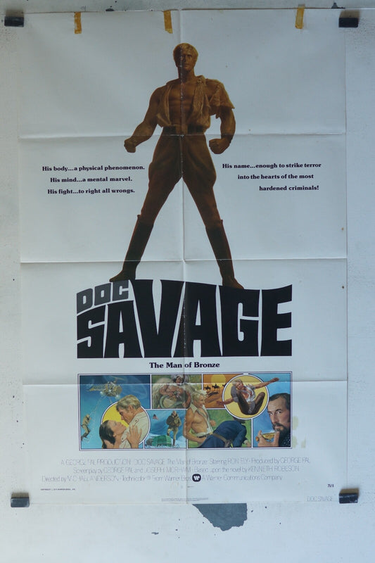DOC SAVAGE – THE MAN OF BRONZE MOVIE POSTER ORIGINAL 68x104 Michael Anderson