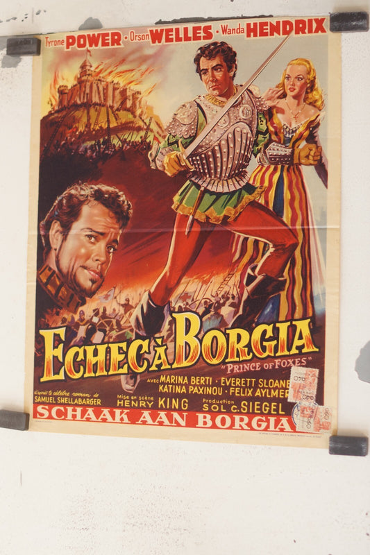 ECHEC A BORGIA (LES) MOVIE POSTER BELGE ORIGINAL 30x55, Prince of foxes, Wells