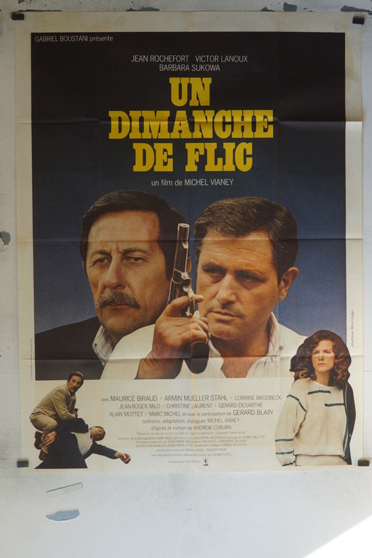 UN DIMANCHE DE FLIC MOVIE POSTER ORIGINAL 120x160 JEAN ROCHEFORT