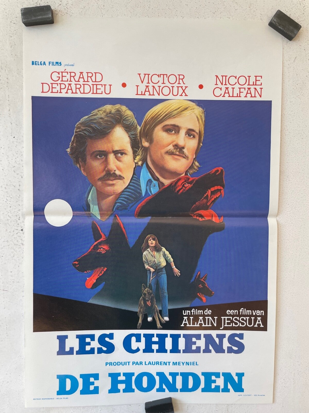 LES CHIENS, BELGIAN MOVIE POSTER ORIGINAL 30x55 GÉRARD DEPARDIEU – VICTOR LANOUX
