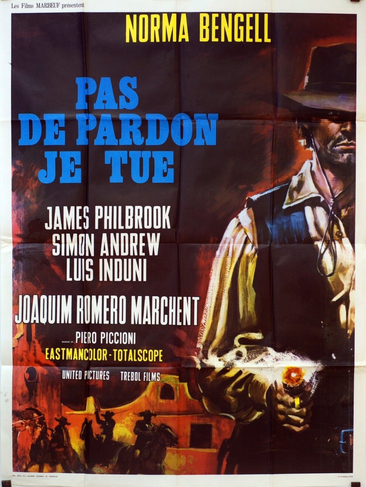 PAS DE PARDON JE TUE ORIGINAL MOVIE POSTER 120x160 NORMA BENGELL