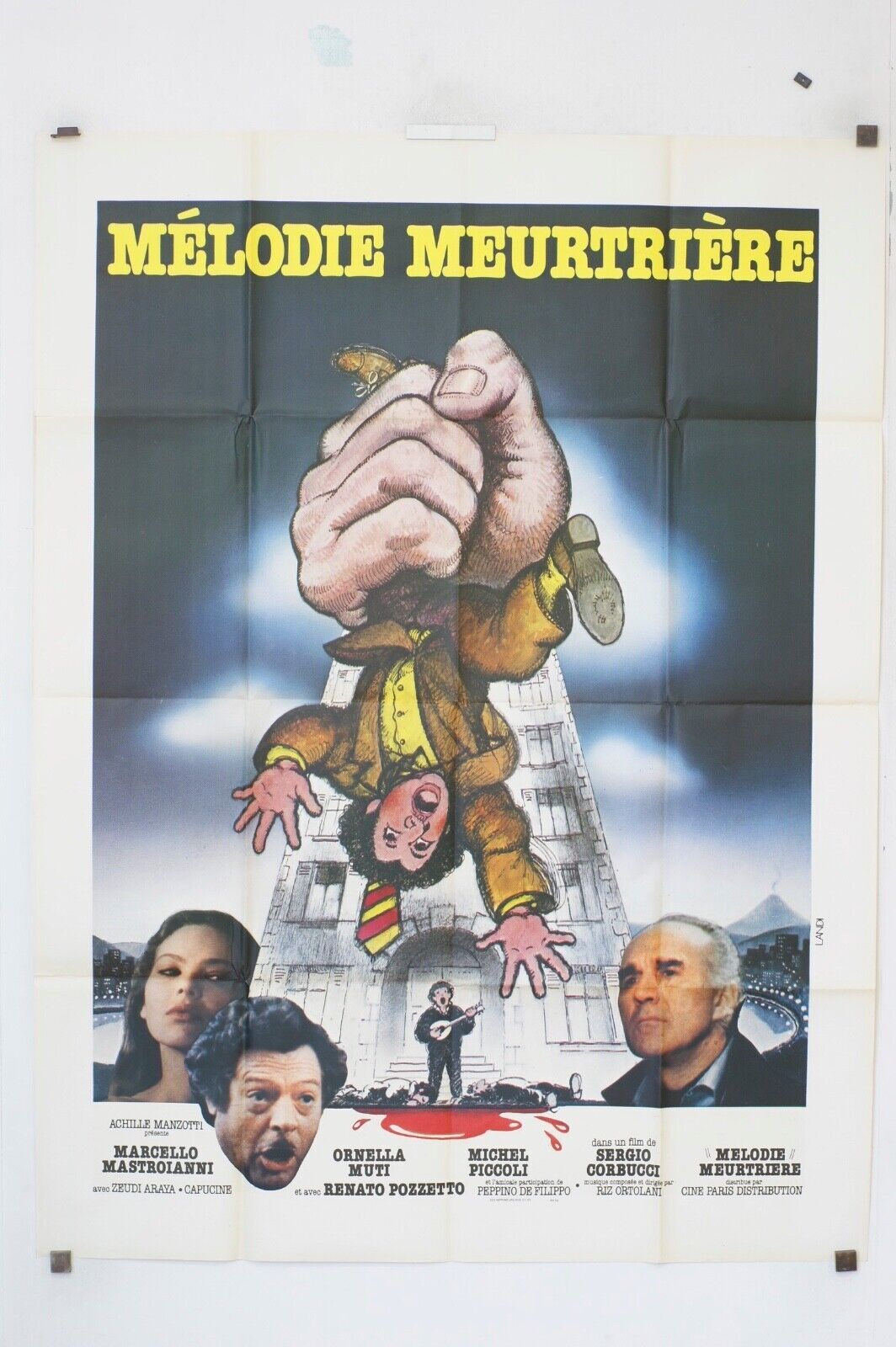 MÉLODIE MEURTRIÈRE MOVIE POSTER ORIGINAL 120x160 MARCELLO MASTROIANNI