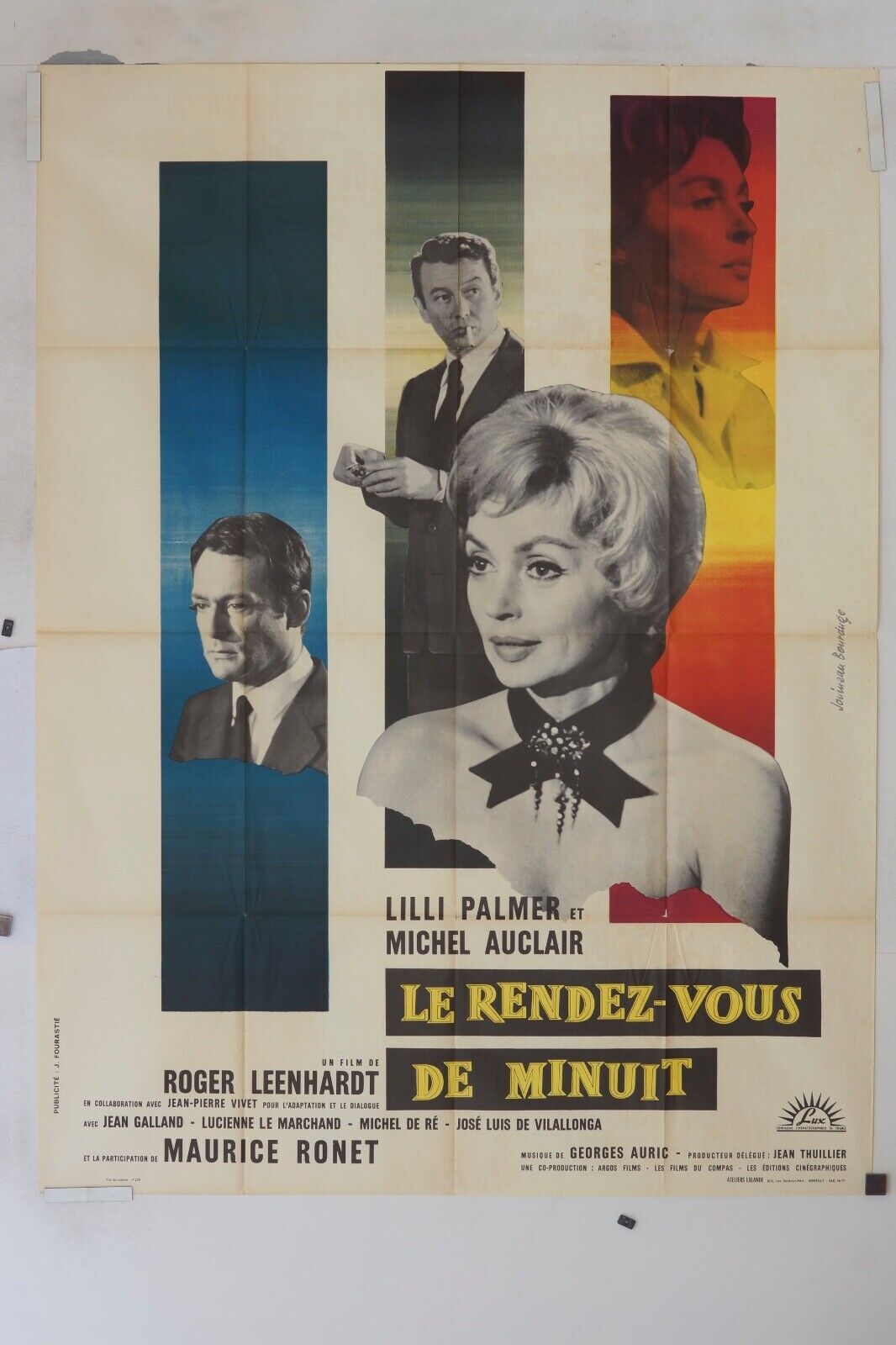 LE RENDEZ-VOUS DE MINUIT MOVIE POSTER ORIGINAL 120x160  MICHEL AUCLAIR
