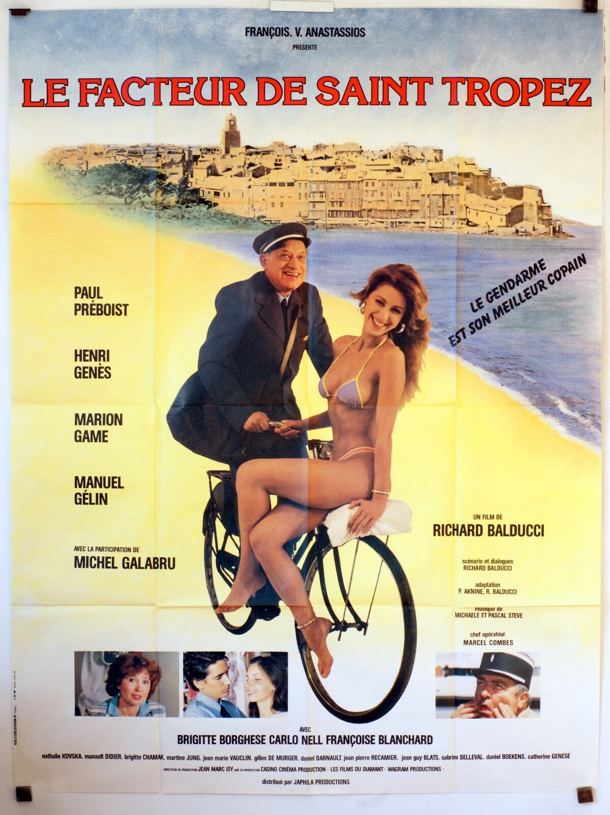 LE FACTEUR DE SAINT-TROPEZ MOVIE POSTER ORIGINAL 120x160 PAUL PRÉBOIST