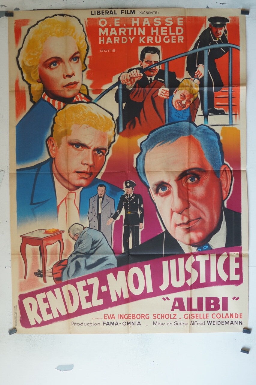 RENDEZ-MOI JUSTICE (1955)70x100 ORIGINAL MOVIE POSTER MARTIN HELD – HARDY KRUGER