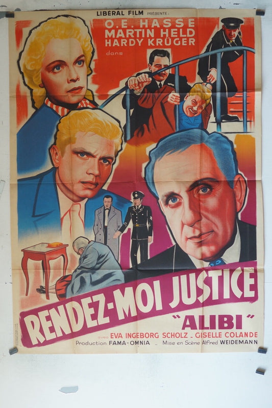 RENDEZ-MOI JUSTICE (1955)70x100 ORIGINAL MOVIE POSTER MARTIN HELD – HARDY KRUGER