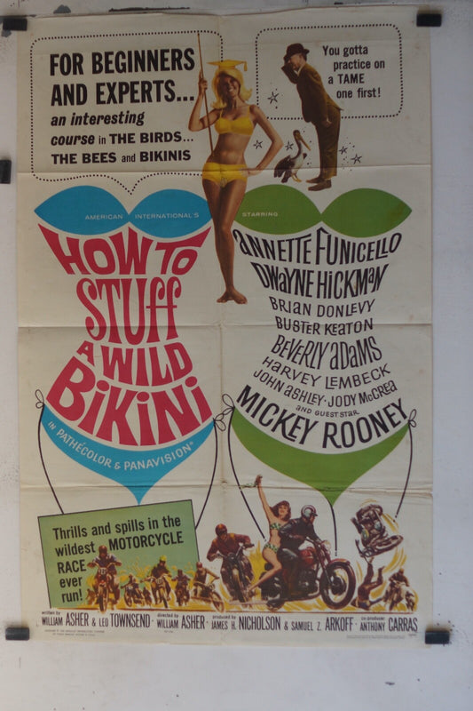 HOW TO STUFF A WILD BIKINI. 70x100 ORIGINAL MOVIE POSTER WILLIAM ASHER, LEO