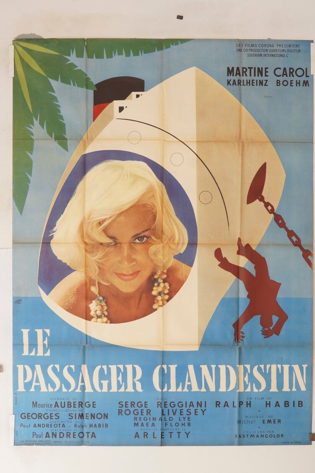 LE PASSAGER CLANDESTIN MOVIE POSTER ORIGINAL 120x160 MARTINE CAROL