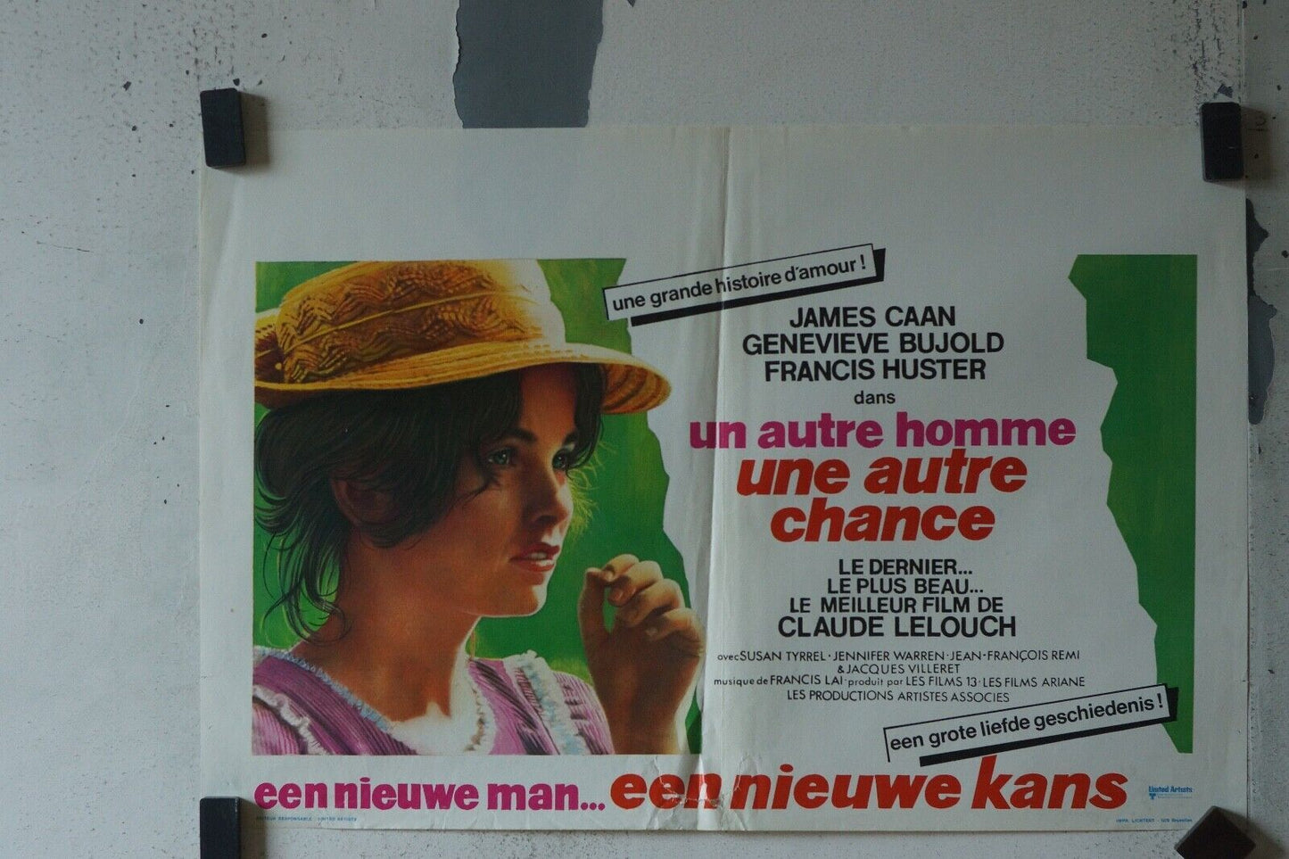 UN AUTRE HOMME UNE AUTRE CHANCE MOVIE POSTER ORIGINAL (55X37) JAMES CAAN
