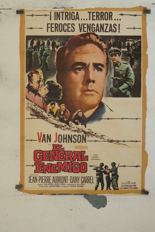 LE GENERAL ENEMIGO 70x100 ORIGINAL MOVIE POSTER VAN JOHNSON – JEAN PIERRE AUMONT