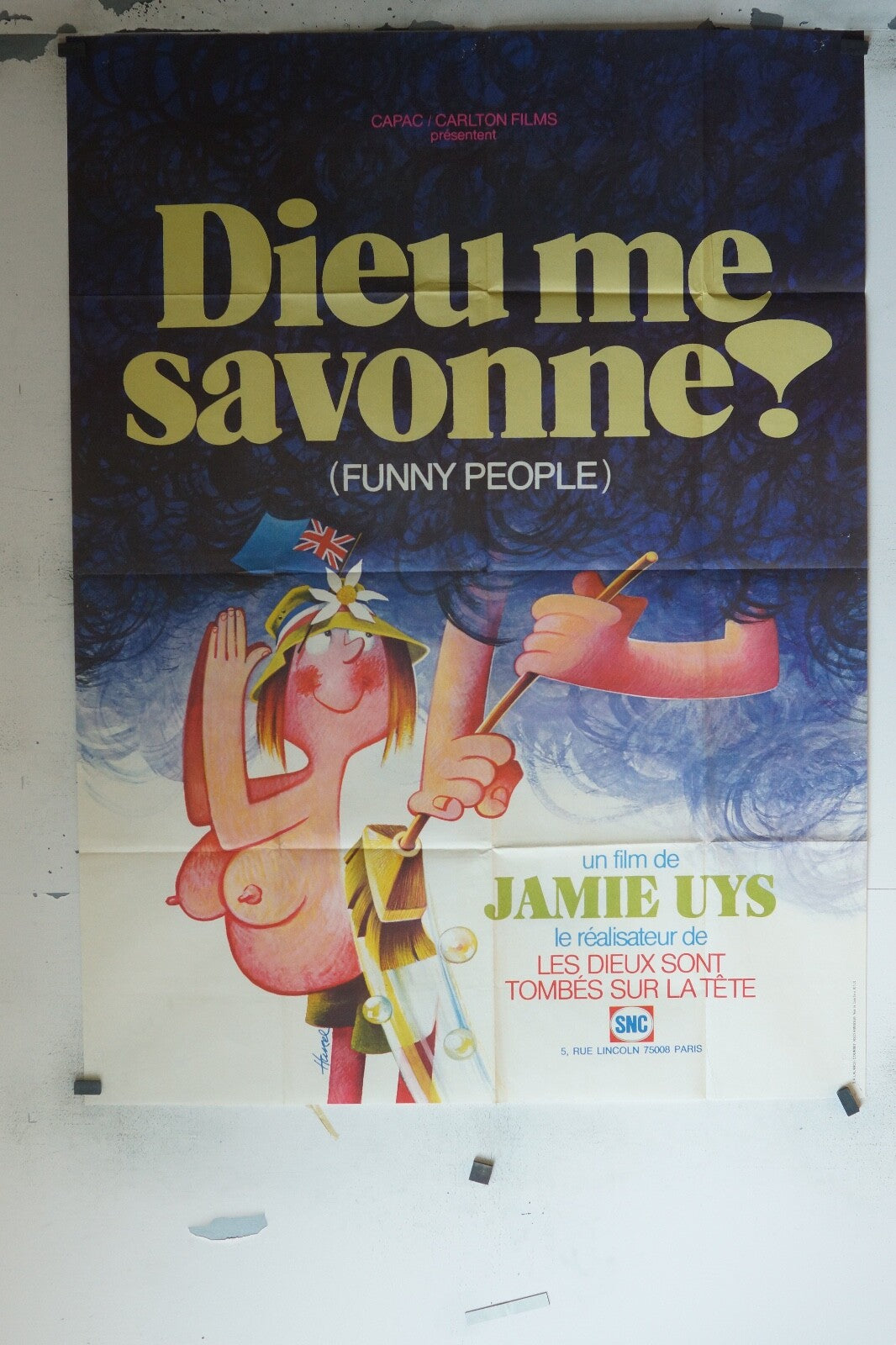DIEU ME SAVONNE MOVIE POSTER ORIGINAL 120x160 CLAUDE BRASSEUR