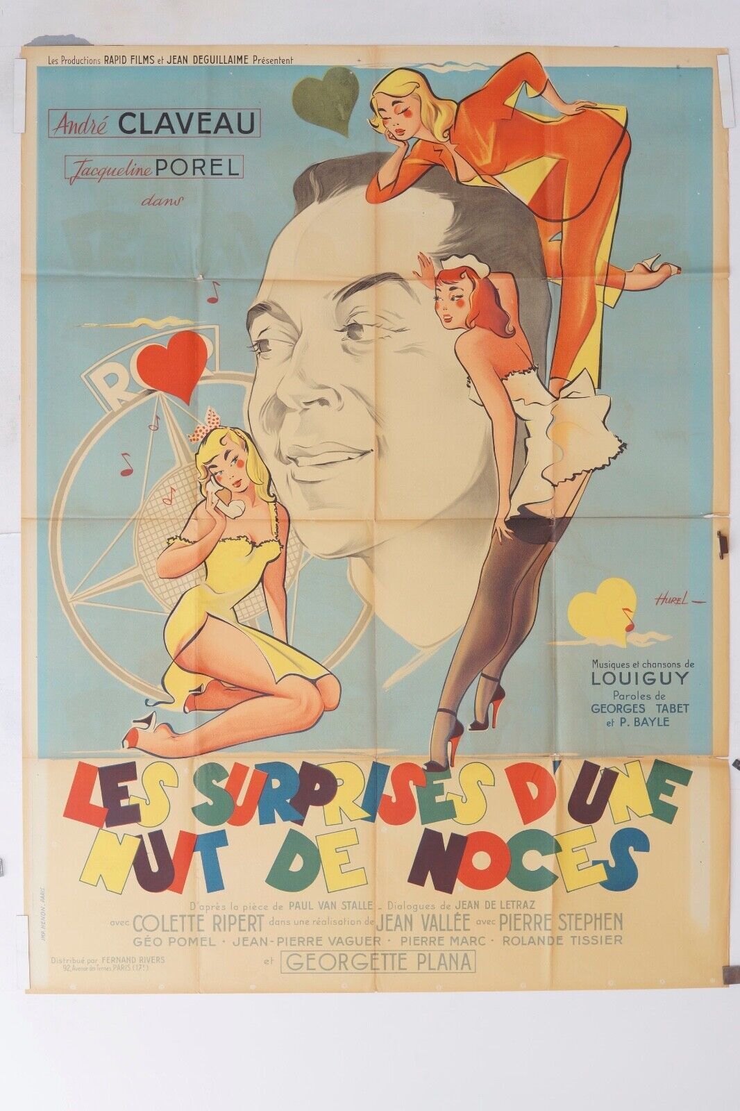 LES SURPRISES D’UNE NUIT DE NOCES MOVIE POSTER ORIGINAL 120x160 JACQUELINE POREL
