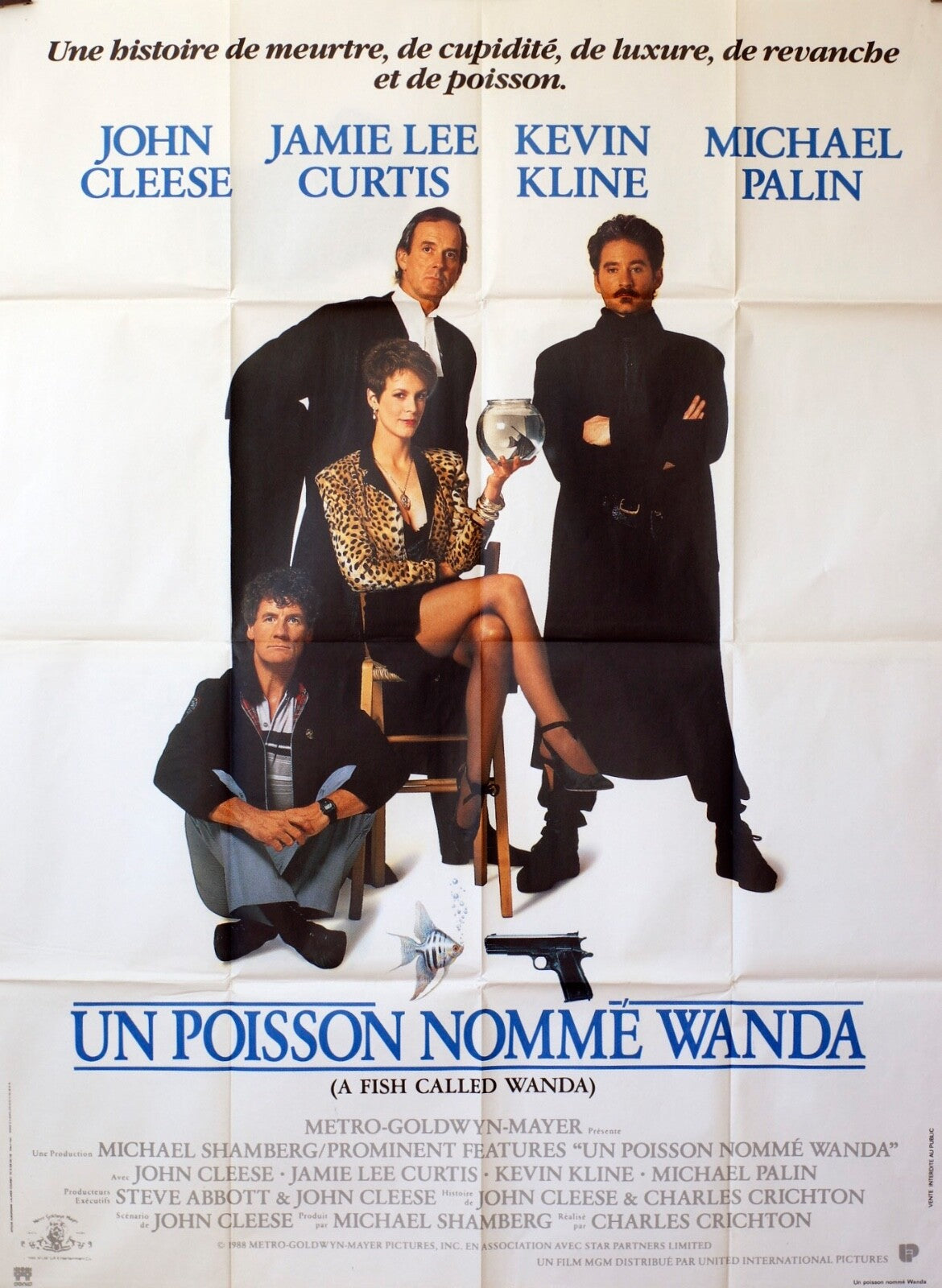 UN POISSON NOMMÉ WANDA MOVIE POSTER ORIGINAL 120x160 JOHN CLEESE