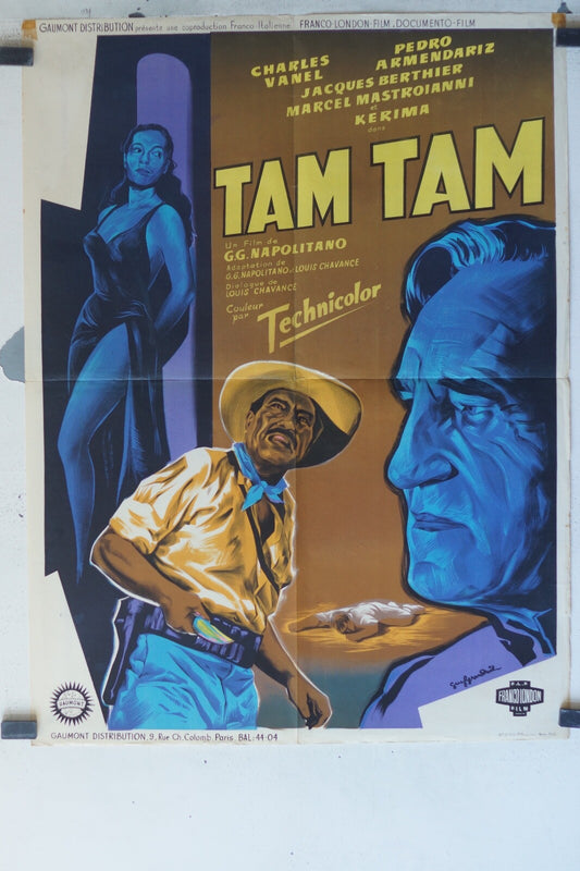 TAM TAM MOVIE POSTER ORIGINAL(60X80) Charles Vanel , Marcello Mastroianni 