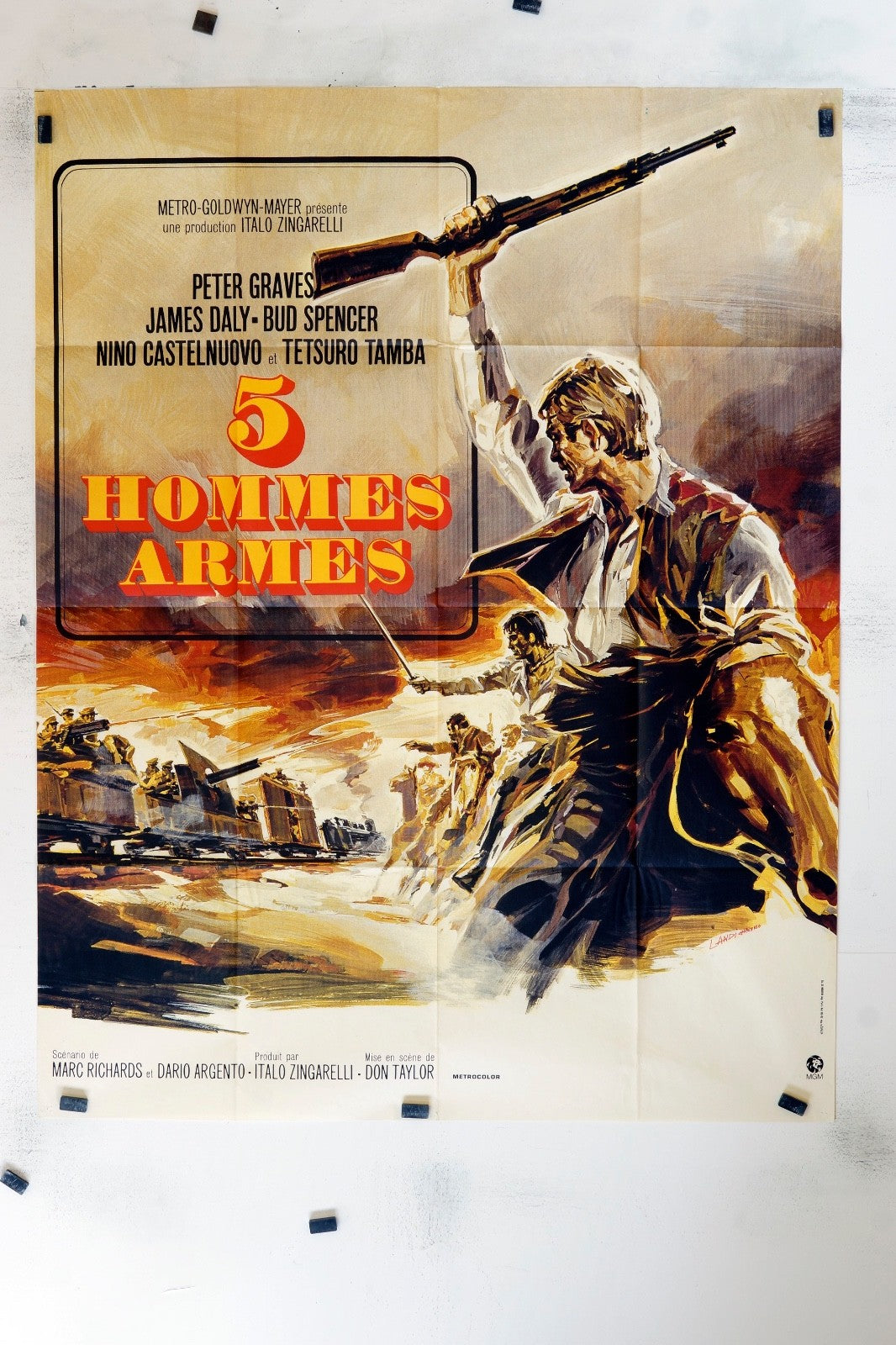 5 HOMMES ARMÉS PETER GRAVES MOVIE POSTER ORIGINAL 120x160