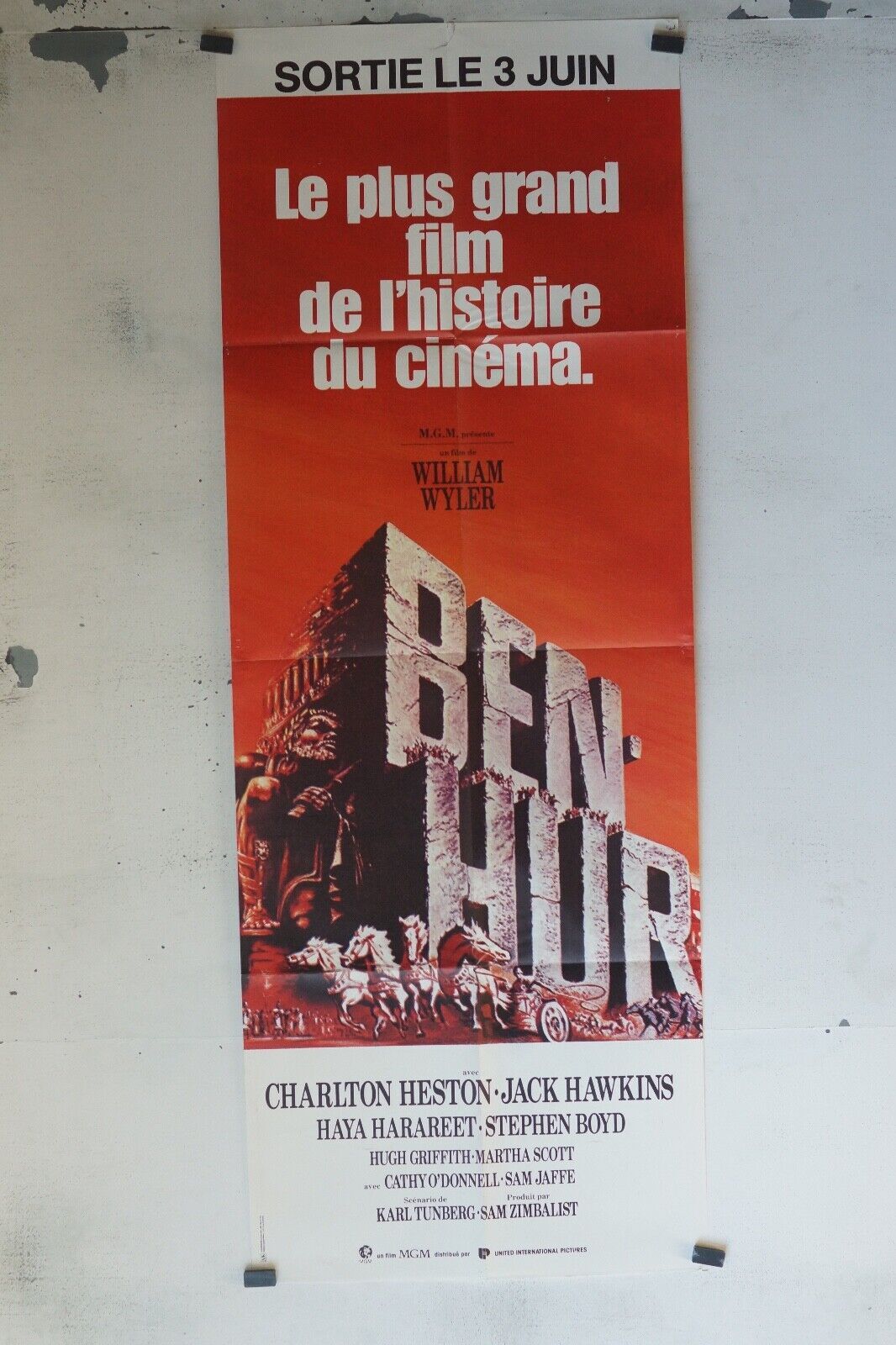 BEN HUR MOVIE POSTER ORIGINAL 60x160 CHARLTON HESTON