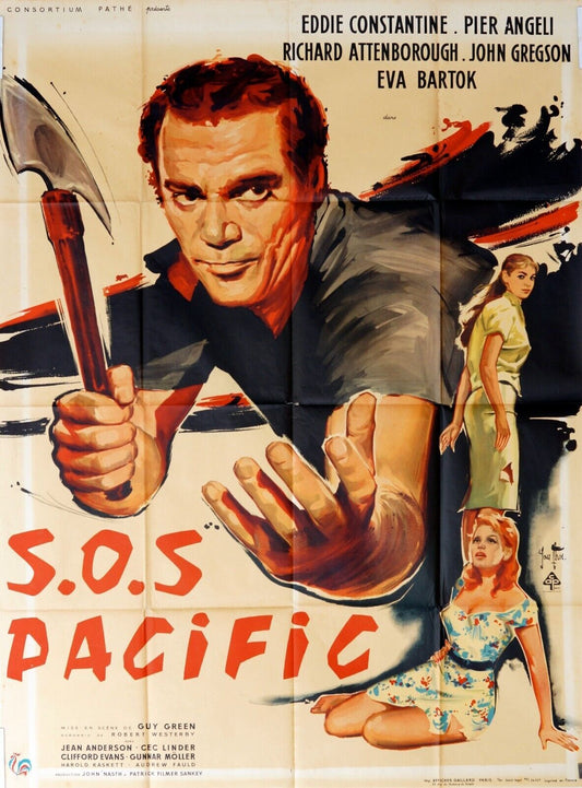 S.O.S PACIFIC POSTER ORIGINAL120x160 EDDIE CONSTANTINE, PIER ANGELI