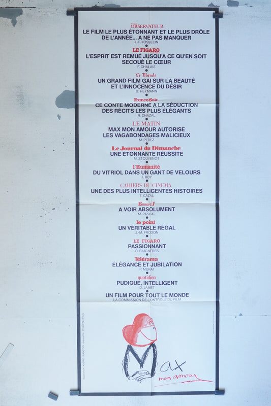 MAX MON AMOUR MOVIE POSTER ORIGINAL 60x160 BILL MURRAY