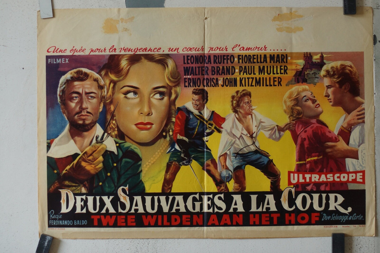 DEUX SAUVAGES A LA COUR (BELGE) MOVIE POSTER ORIGINAL 55x36 Leonora Ruffo