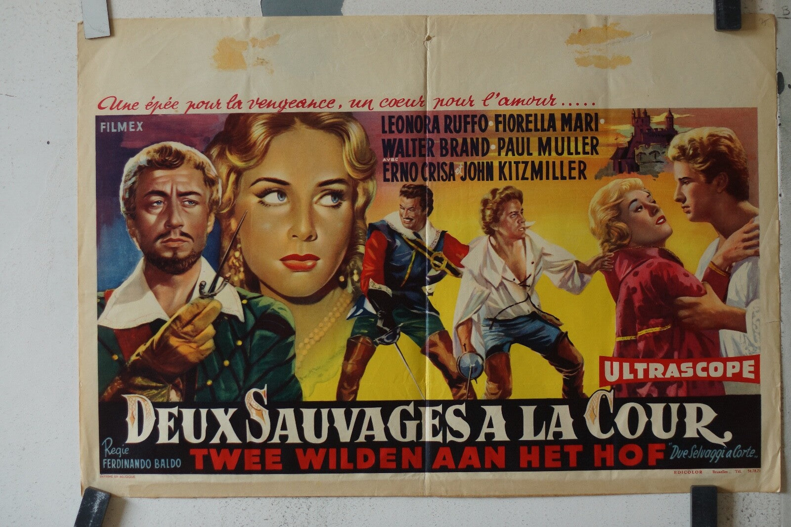DEUX SAUVAGES A LA COUR (BELGE) MOVIE POSTER ORIGINAL 55x36 Leonora Ruffo