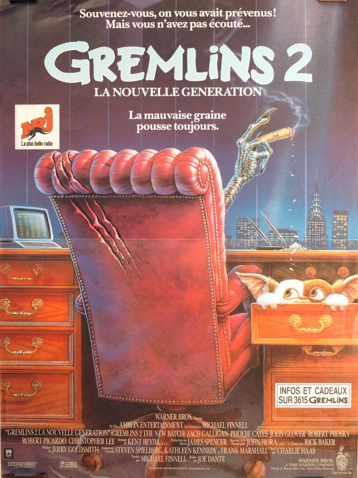 GREMINS 2 JOHN GLOVER movie poster ORIGINAL 120x160