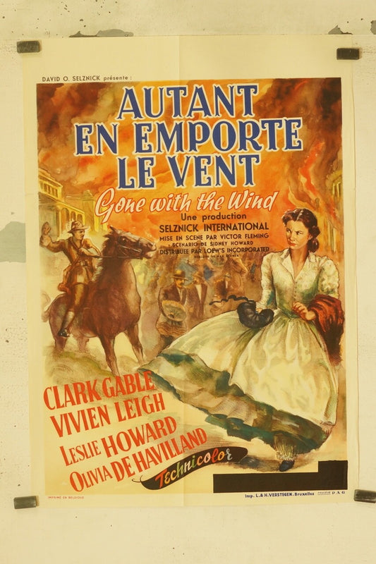 AUTANT EN EMPORTE LE VENT , MOVIE POSTER 59x85 CLARK GABLE – VIVIEN LEIGH