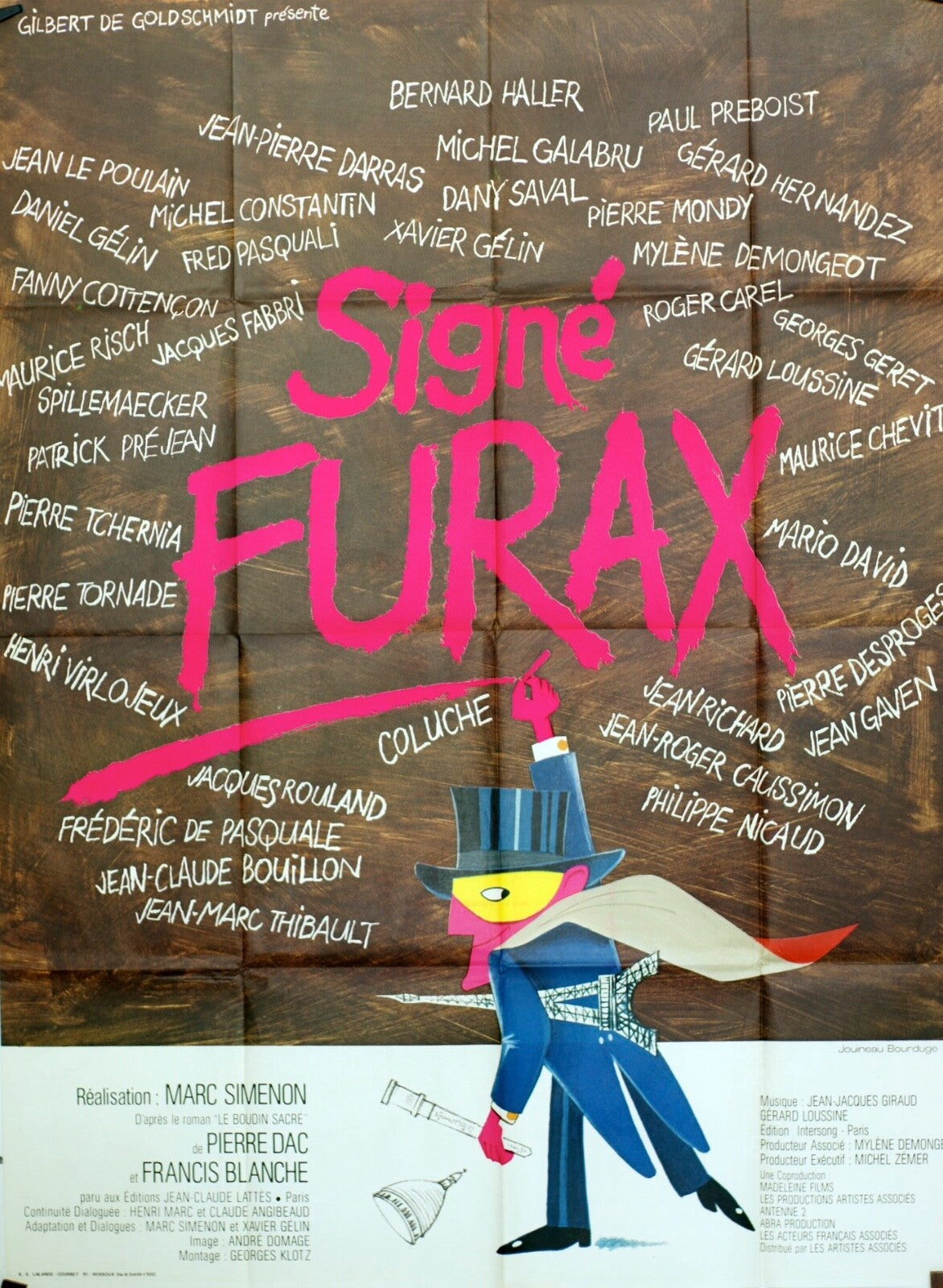SIGNÉ FURAX MOVIE POSTER ORIGINAL 120x160 MARC SIMENON