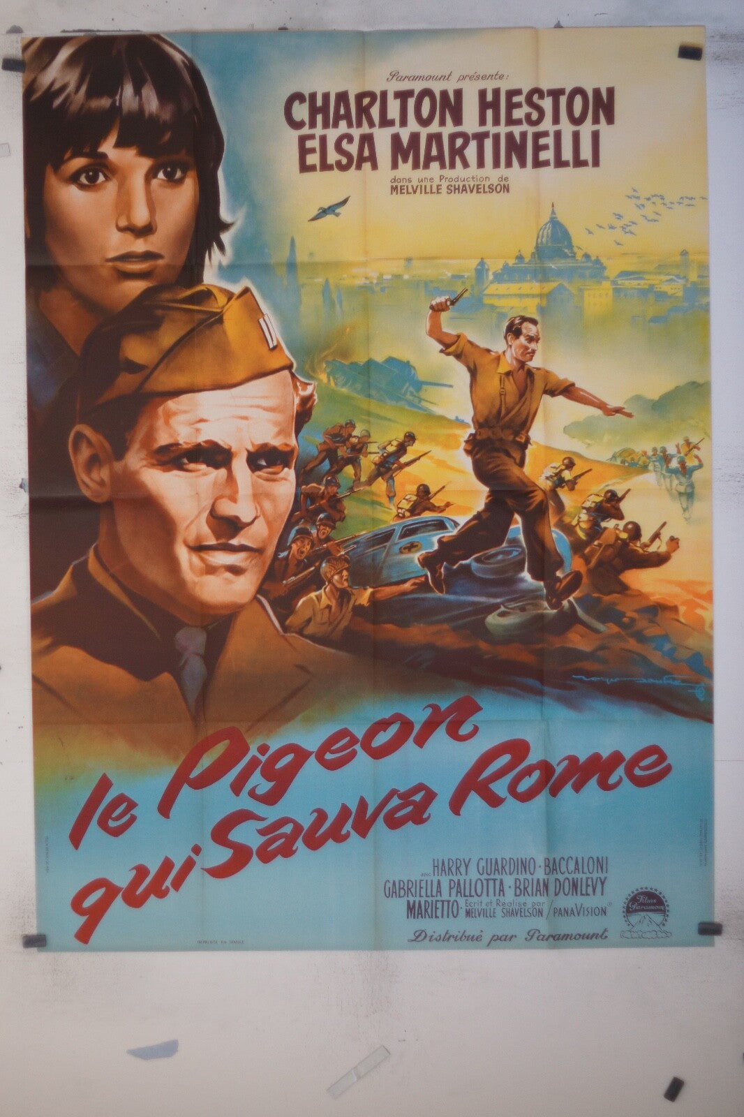 PIGEON QUI SAUVA ROME (LE) movie poster ORIGINAL 120x160 , Charlton Heston