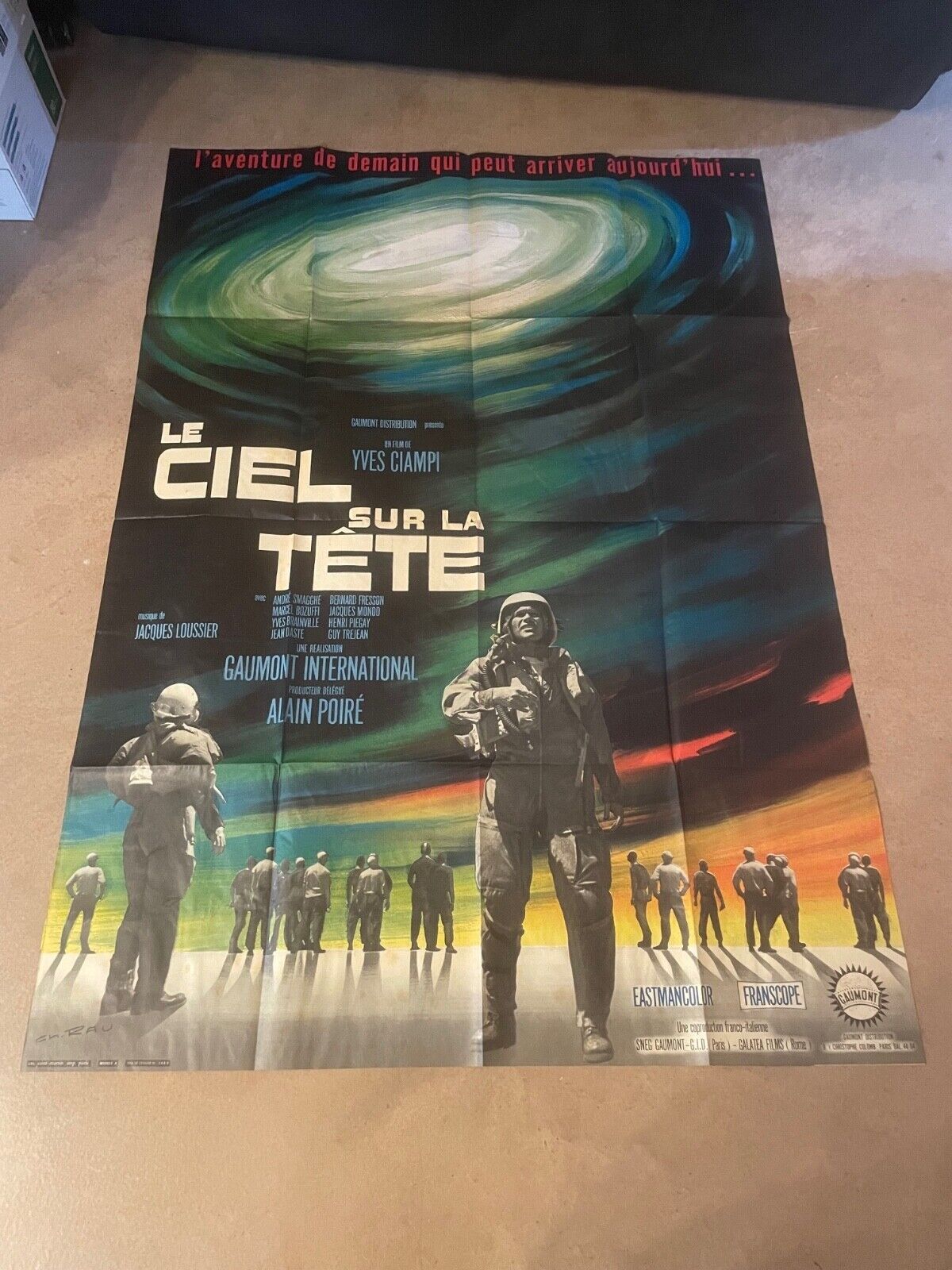 LE CIEL SUR LA TÊTE, 1965 ORIGINAL MOVIE POSTER 120x160 YVES CIAMPI