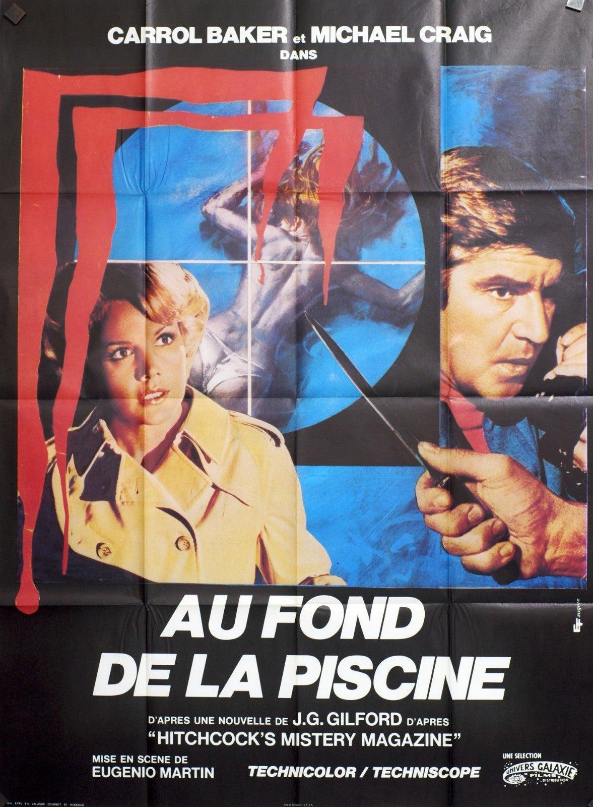 AU FOND DE LA PISCINE, MOVIE POSTER ORIGINAL 120x160, CARROL BAKER