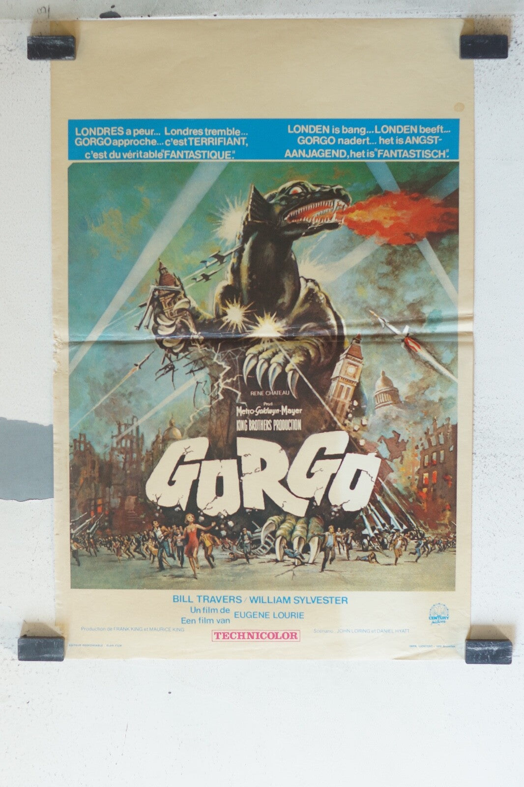 GORGO (belge) MOVIE POSTER ORIGINAL 54x36 Bill Travers , William Sylvester 