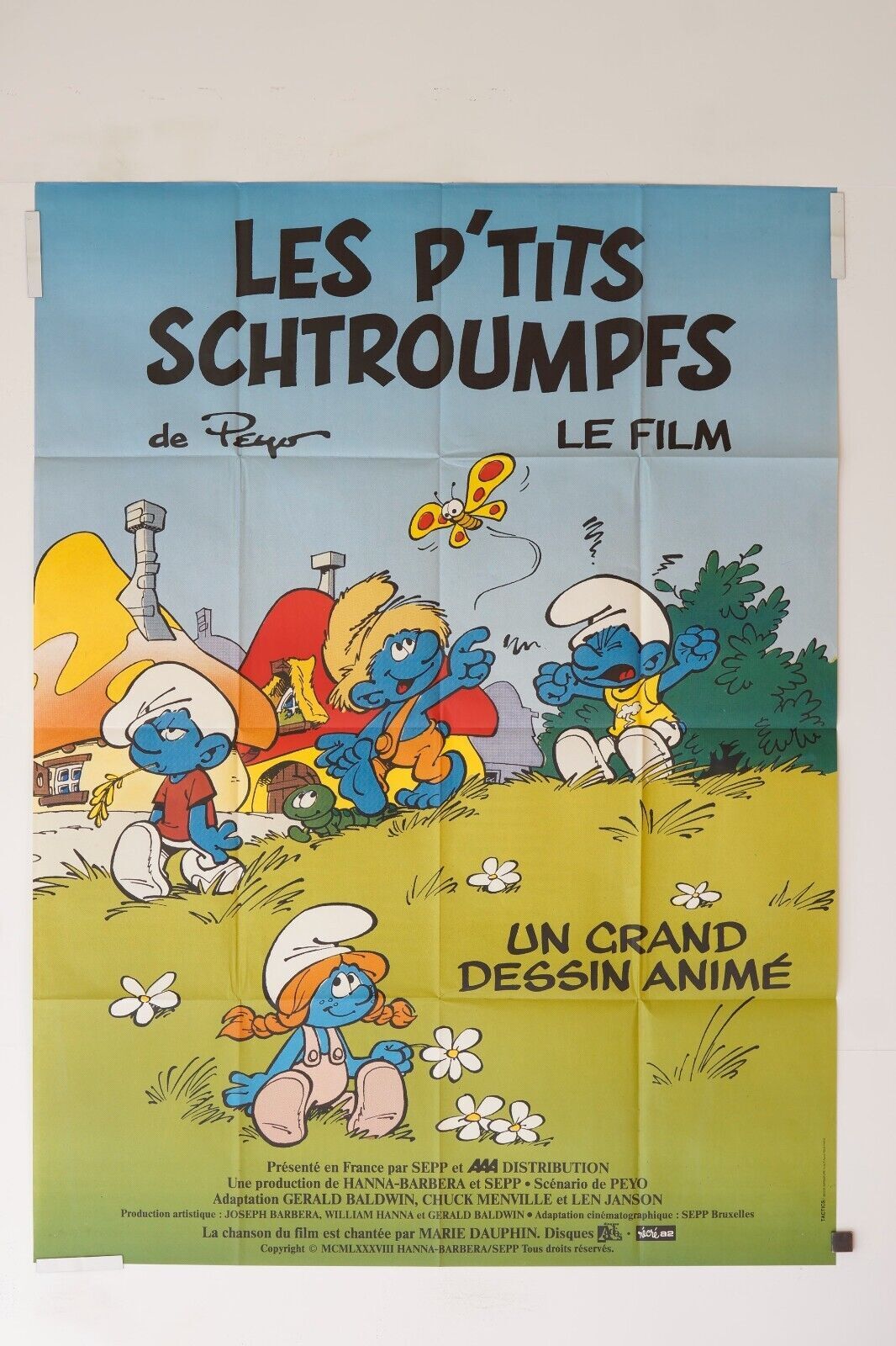 LES P’TITS SCHTROUMFS, movie poster original, 120x160  ROY SCHNEIDER