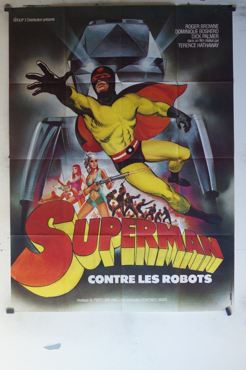 SUPERMAN CONTRE LES ROBOTS MOVIE POSTER ORIGINAL 120x160 Roger Browne 