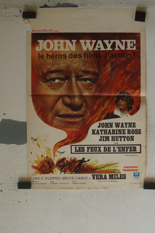 LES FEUX DE L’ENFER MOVIE POSTER ORIGINAL (55X37) JOHN WAYNE