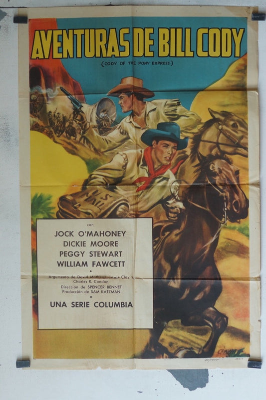 AVENTURAS DE BILL CODY 70x100 ORIGINAL MOVIE POSTER JOCK O’MAHONEY, DICKIE MOORE