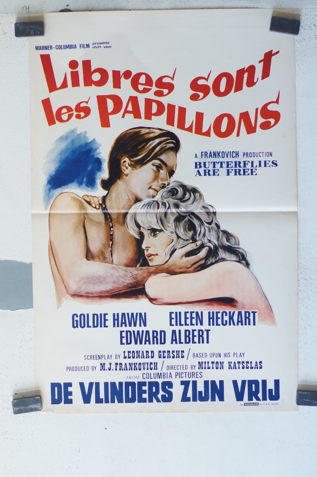 LIBRES SONT LES PAPILLONS MOVIE POSTER ORIGINAL 36x55 Goldie Hawn , Zileen Heck
