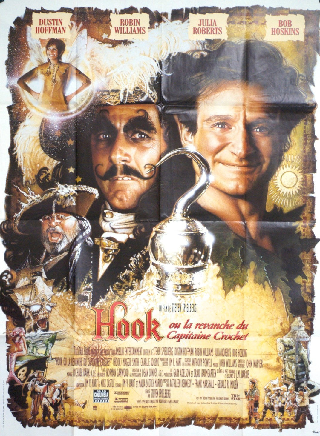 HOOK OU LA REVANCHE DU CAPITAINE CROCHET DUSTIN HOFFMAN POSTER ORIGINAL 120x160