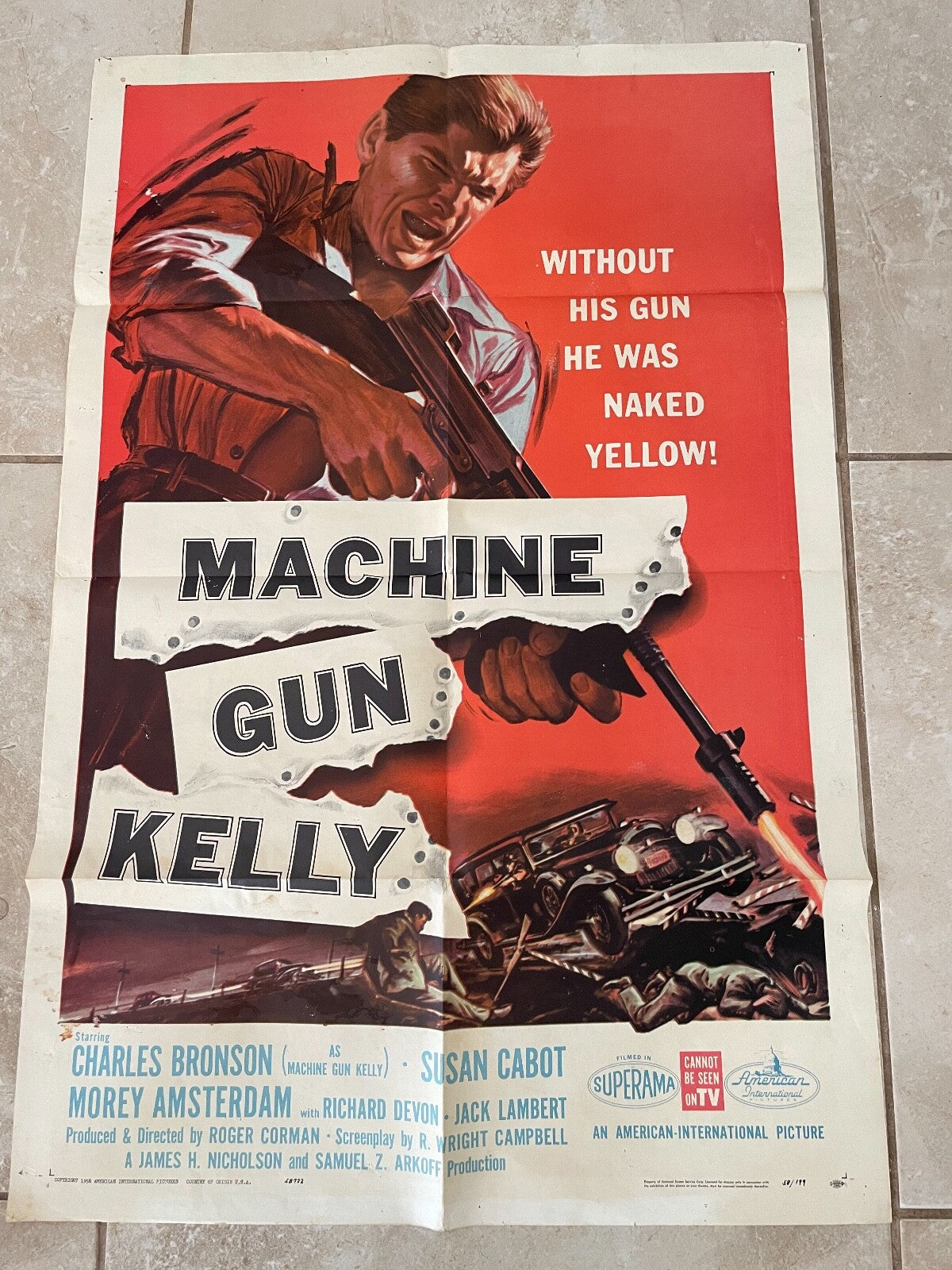 MACHINE GUN KELLY (1958) 70x100 ORIGINAL MOVIE POSTER CHARLES BRONSON, SUSAN