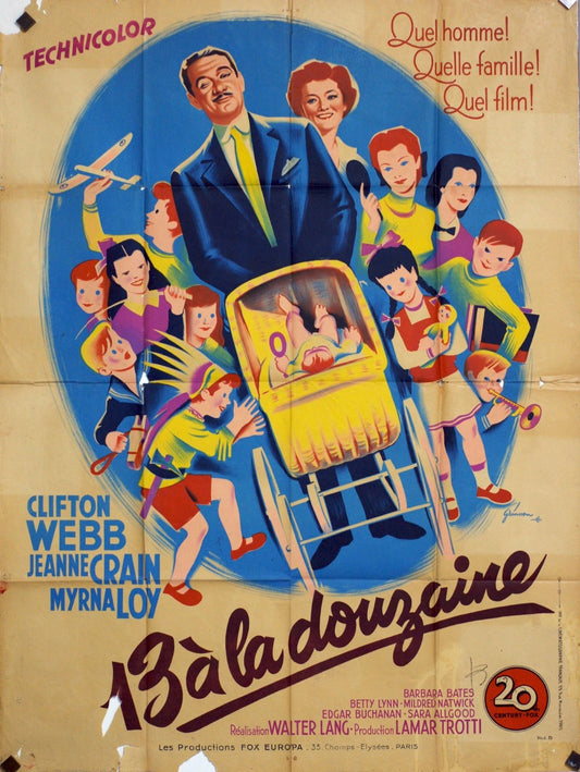 13 A LA DOUZAINE CLIFTON WEBB MOVIE POSTER ORIGINAL 120x160
