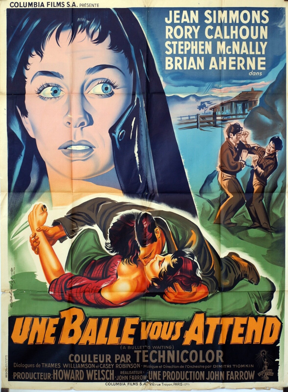 UNE BALLE VOUS ATTEND MOVIE POSTER ORIGINAL 120x160 JEAN SIMMONS