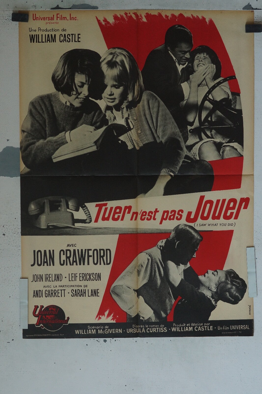 TUER N’EST PAS JOUER MOVIE POSTER ORIGINAL (60X80) JOAN CRAWFORD