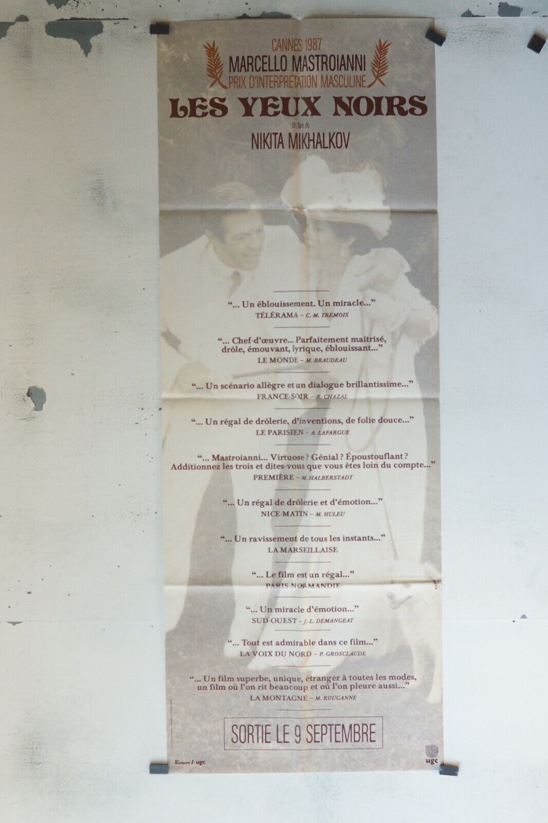 LES YEUX NOIRS POSTER ORIGINAL 60x160 MARCELLO MASTROIANNI