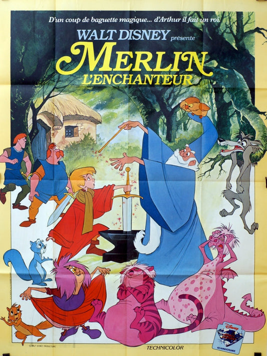 MERLIN L’ENCHANTEUR Movie poster ORIGINAL (120x160) WALT DISNEY
