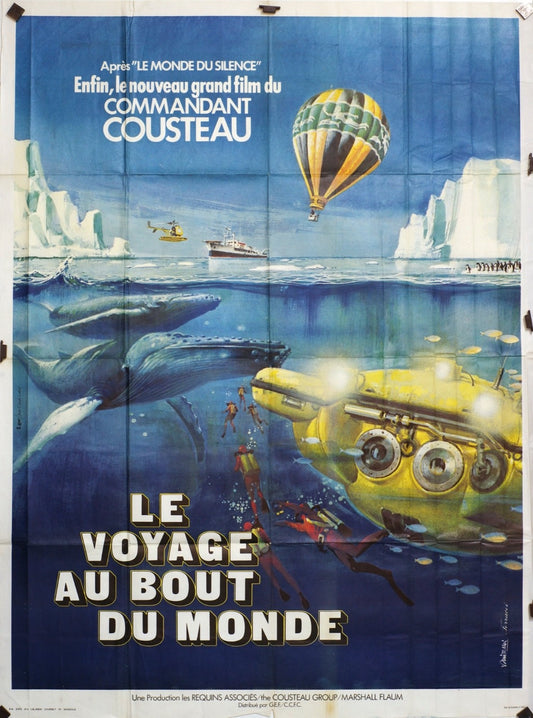 LE VOYAGE AU BOUT DU MONDE COMMANDANT COUSTEAU MOVIE POSTER ORIGINAL 120x160