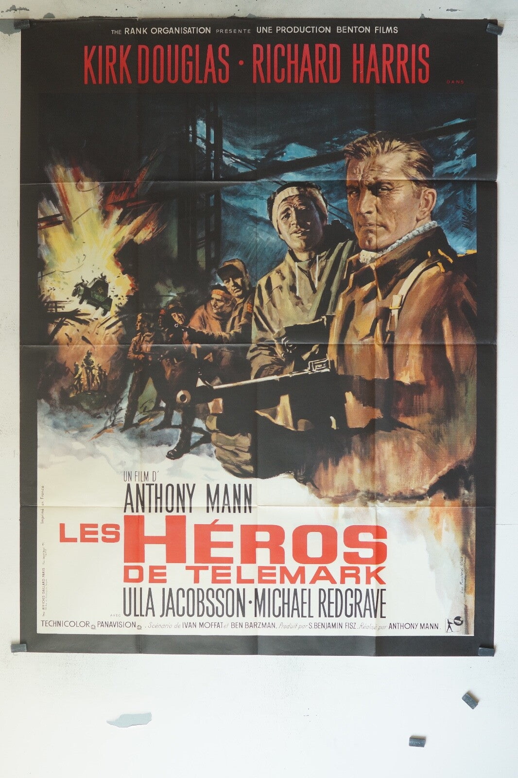 LES HÉROS DE TELEMARK MOVIE POSTER ORIGINAL 120x160 KIRK DOUGLAS – RICHARD