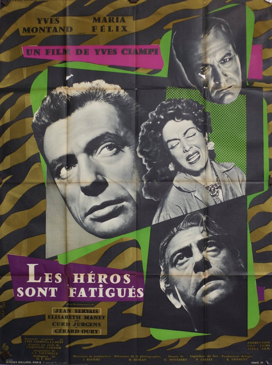 LES HÉROS SONT FATIGUÉS YVES MONTANT MOVIE POSTER ORIGINAL 120x160