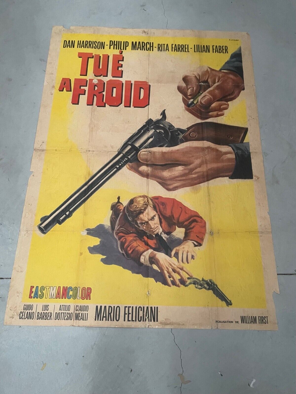 TUÉ A FROID, MARIO FELICIANI, MOVIE POSTER ORIGINAL  SUR KRAFT (120X160)