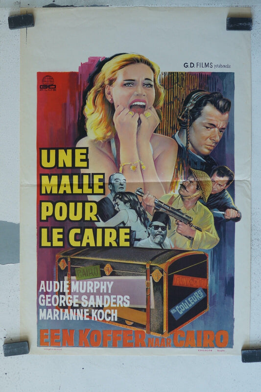 UNE MALLE POUR LE CAIRE (BELGE), 1954 POSTER ORIGINAL 37X 55 AUDIE MURPHY