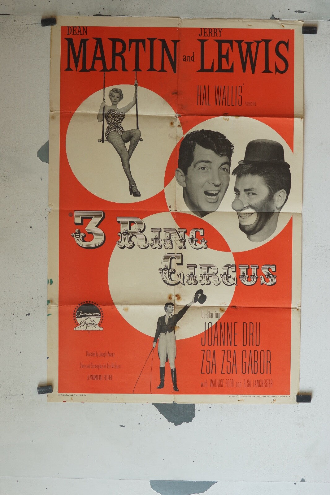 3 RING CIRCUS POSTER ORIGINAL 120x160 DEAN MARTIN – JERRY LEWIS